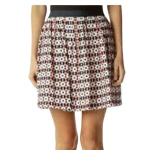 J.Crew Pleated Silk Diamond Tile Mini Skirt Navy Blue Pink Beige Size 00